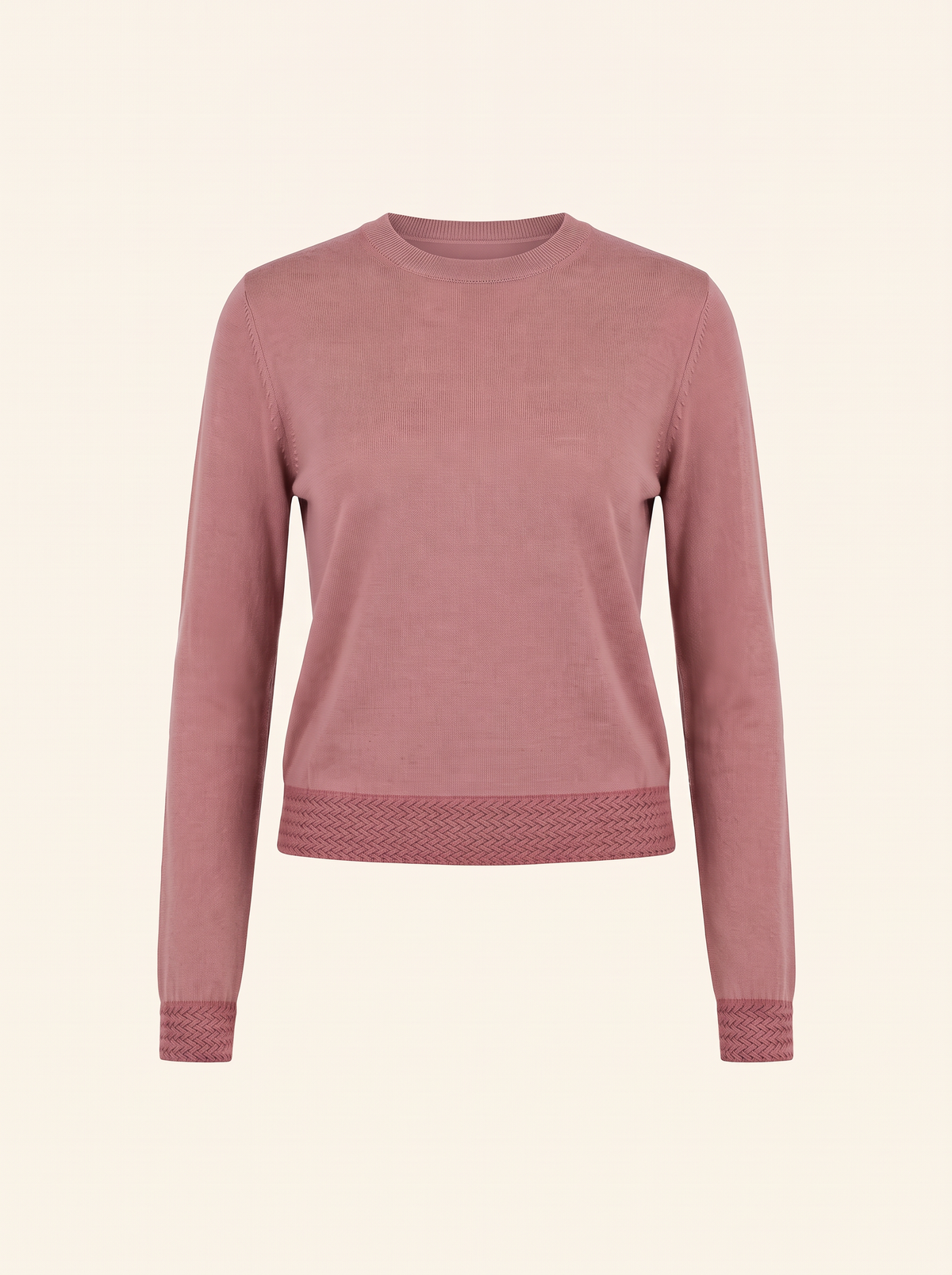 Extrafine Merino Plaited Cropped Crew – ROSA - Ghost Mannequin Front