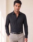 TECHNICAL TAILOR FIT SHIRT - ARCHIVIUM – BLACK - Hero Front