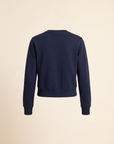 Brushed Pima Cotton Cropped Sweatshirt – DARK NAVY - Ghost Mannequin Back