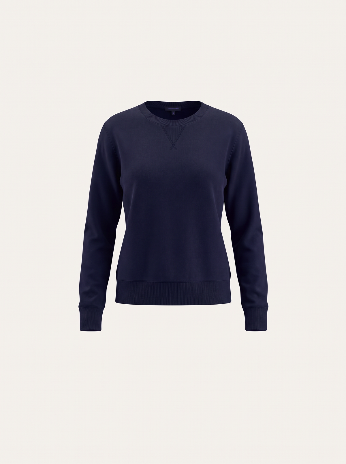 Brushed Pima Cotton Cropped Sweatshirt – DARK NAVY - Ghost Mannequin Front