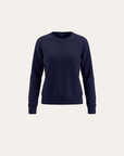 Brushed Pima Cotton Cropped Sweatshirt – DARK NAVY - Ghost Mannequin Front