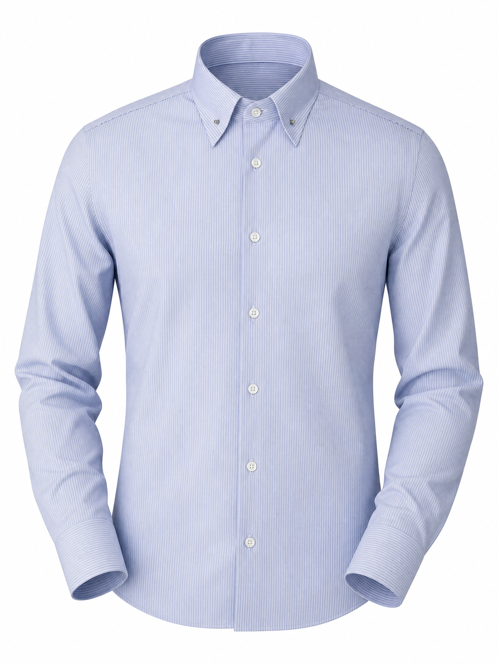 SAND Performance Pin Stripe Shirt – BLUE - Ghost Mannequin Front