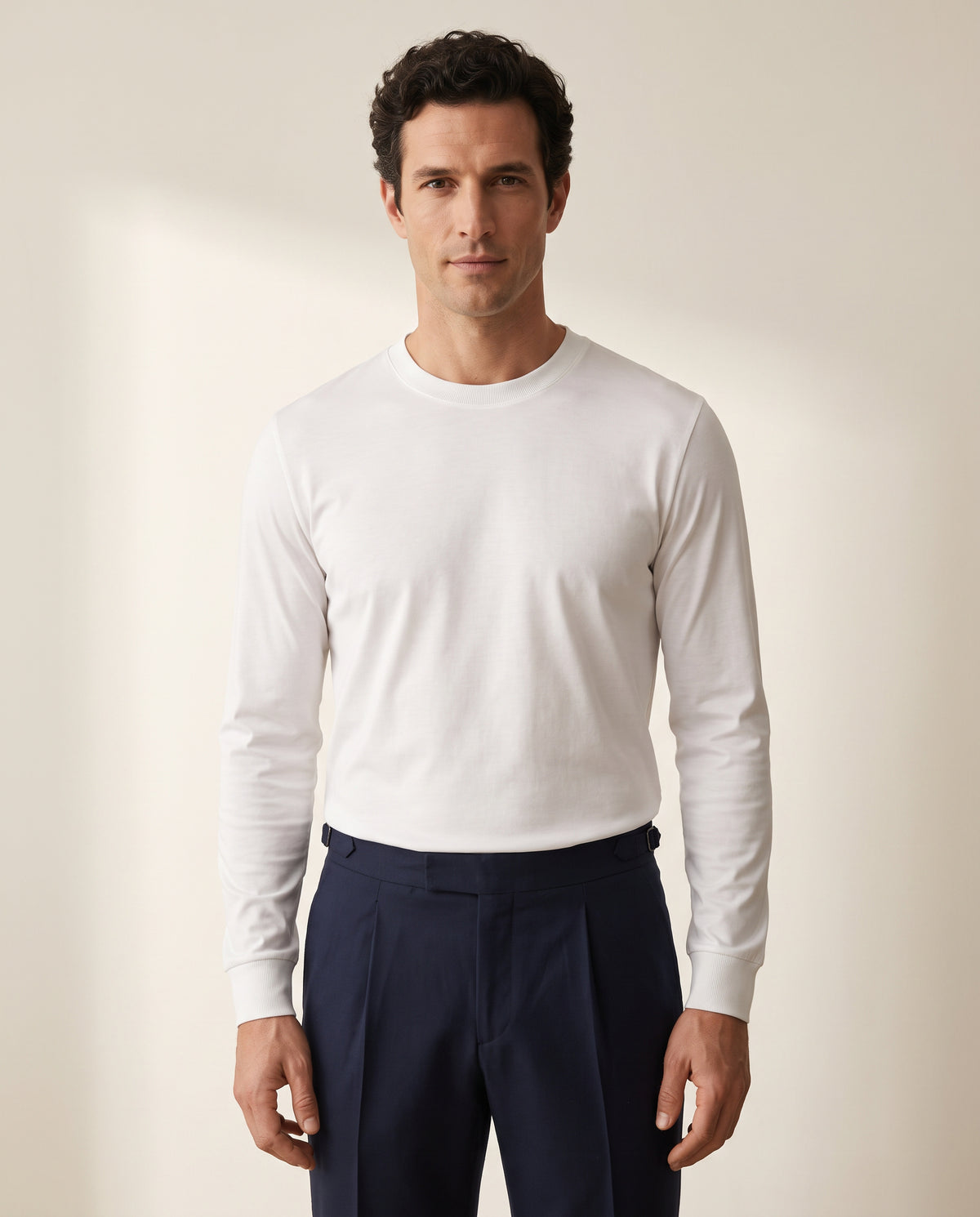 Circolo 1901 Cashmere-Touch Long-Sleeve Crewneck – OPTIC WHITE - Hero Front