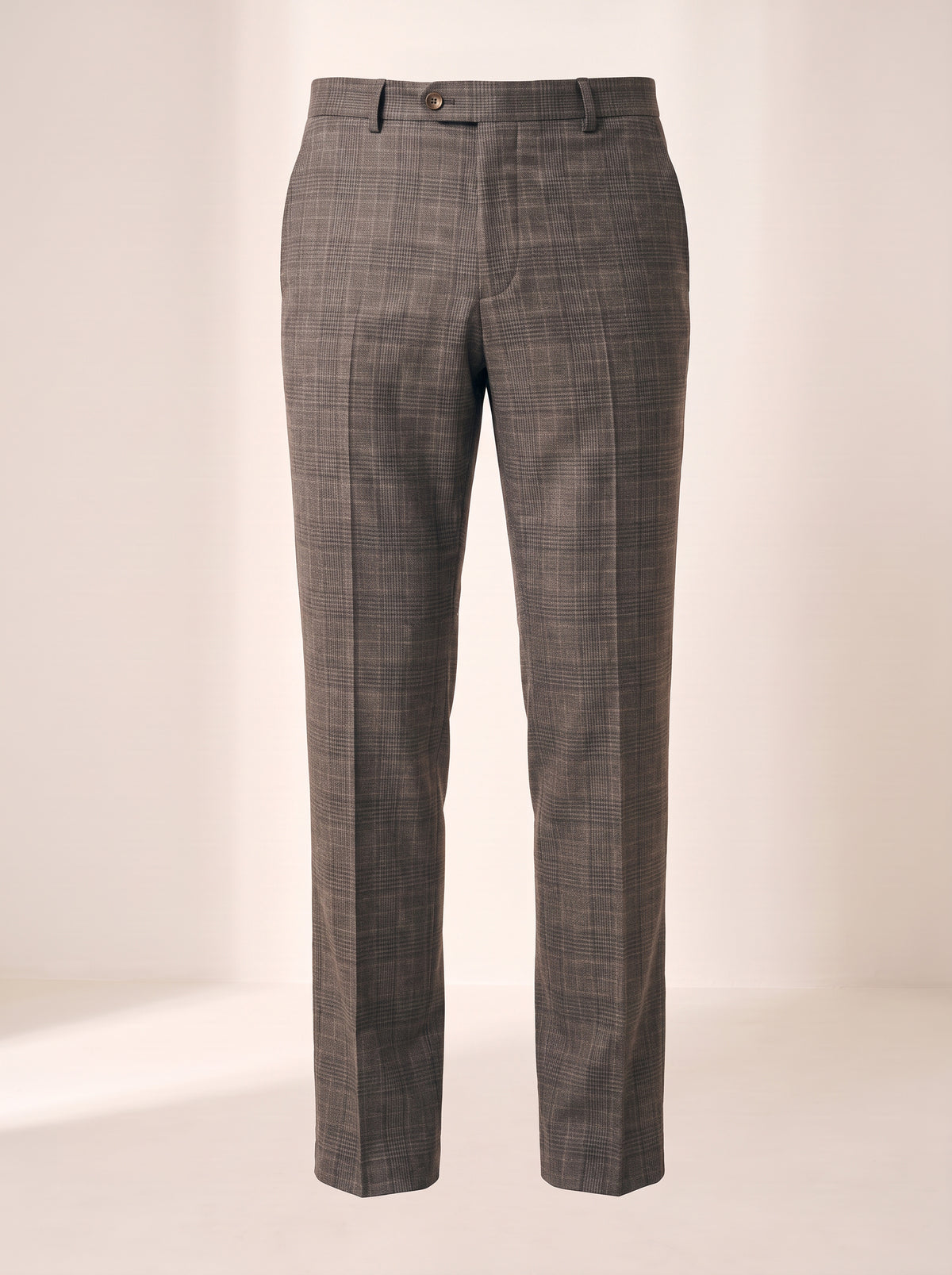 Brandon Glen-Plaid Trousers – SAND – BROWN GREY - Ghost Front