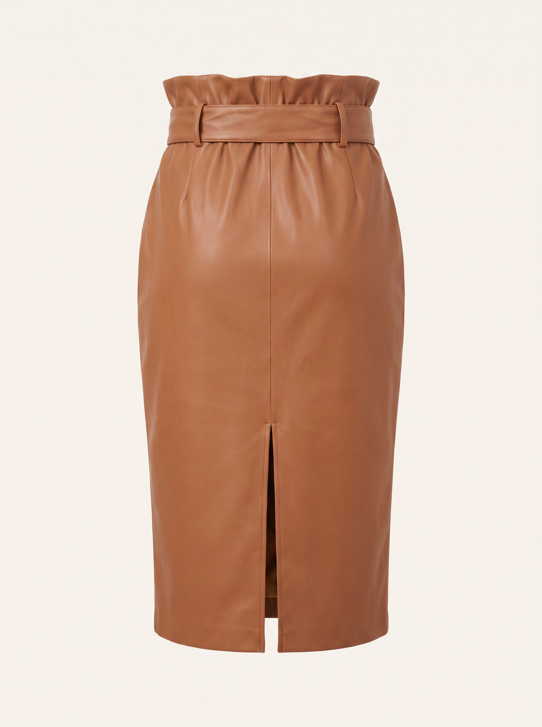 Kaelis Vegan Leather Skirt – SOFT COGNAC - Ghost Mannequin Back
