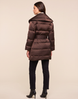 Glacier Shawl Puffer Jacket – DARK JAVA - Full Back Model