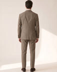 TAUPE MICRO-DOT SINGLE-BREASTED PEAK LAPEL SUIT - GABRIELE PASINI – TAUPE / IVORY - Full Back Model