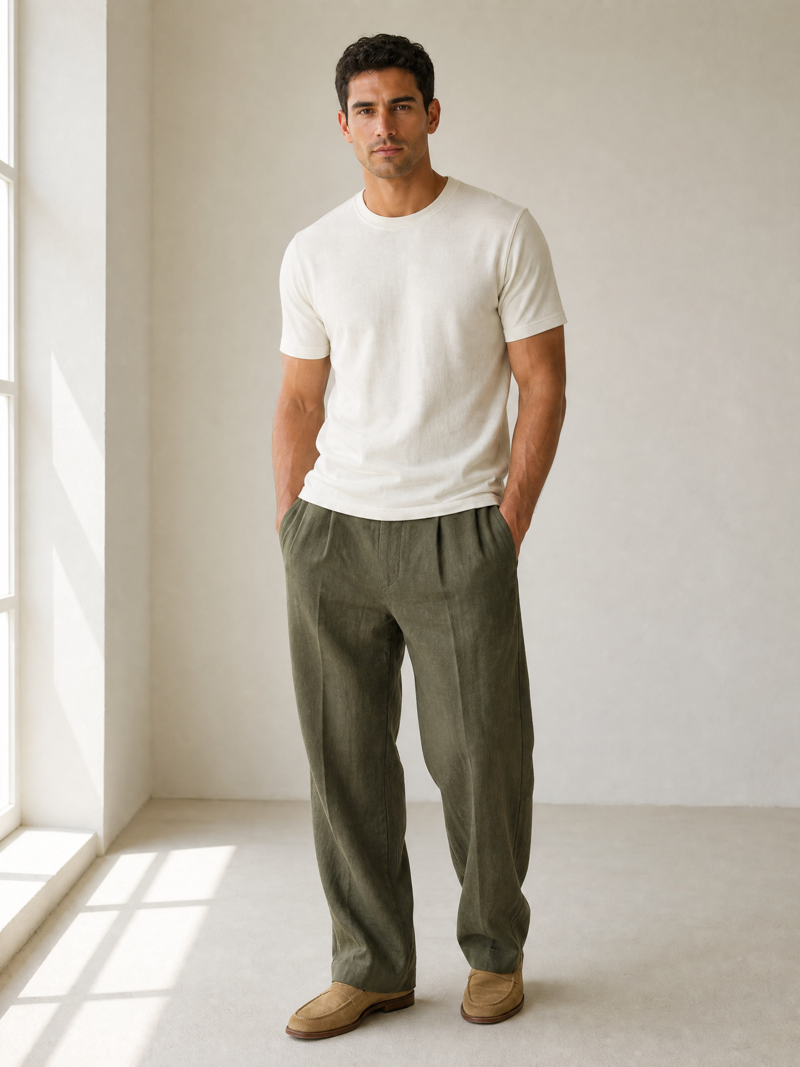 SS Knit T-Shirt Gabriele Pasini – IVORY - Full Front Model