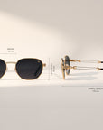 Vintage Frames Detroit Player XL Double Rope Edition 18KT Two-Tone Gold – Black – YELLOW / WHITE GOLD / BLACK - Measurements