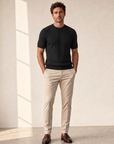 Gran Sasso Cotton Linen Brick T-Shirt – BLACK - Full Front Model