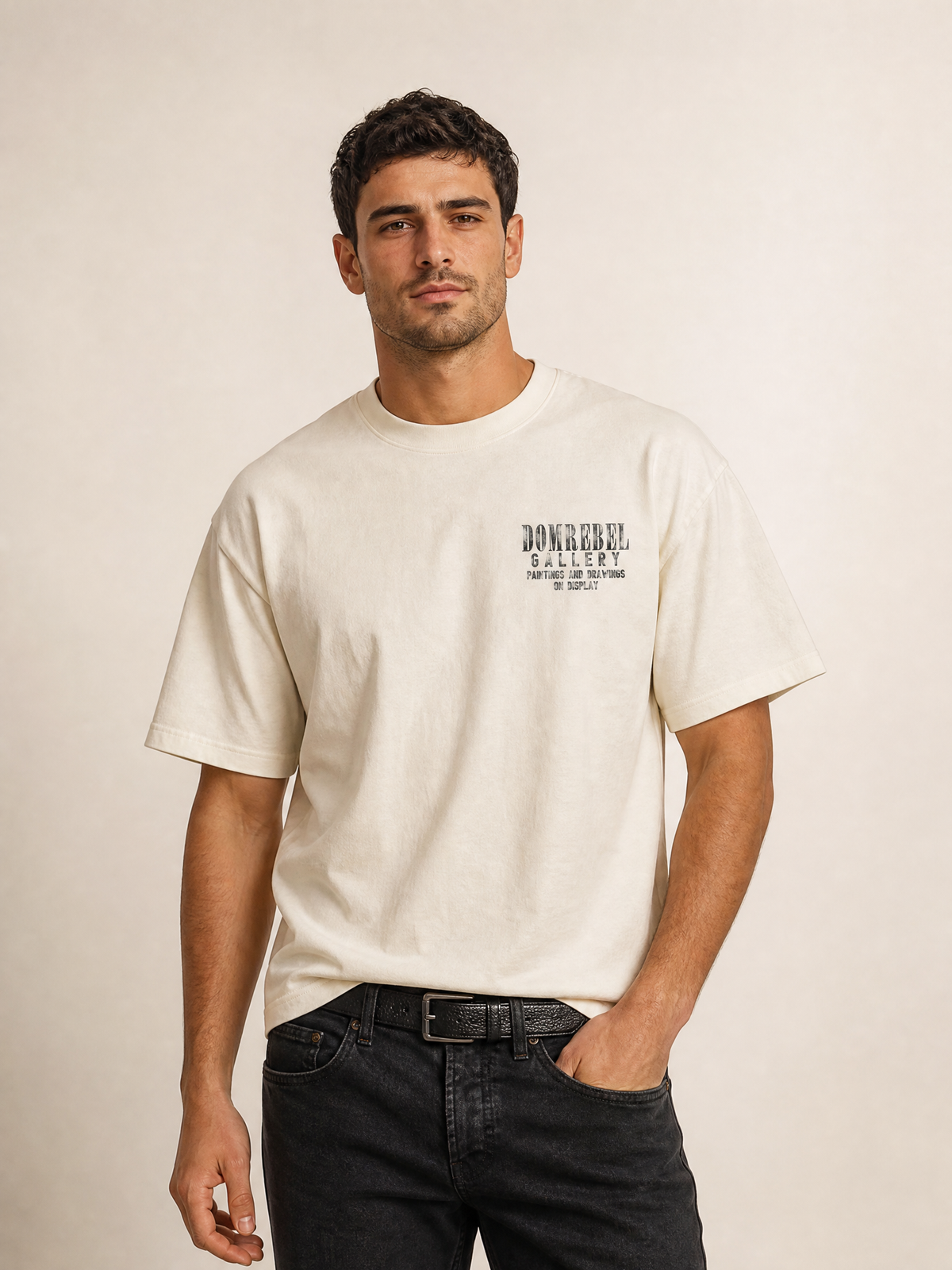 GALLERY T-SHIRT - DOM REBEL – OLD WHITE - Hero Front
