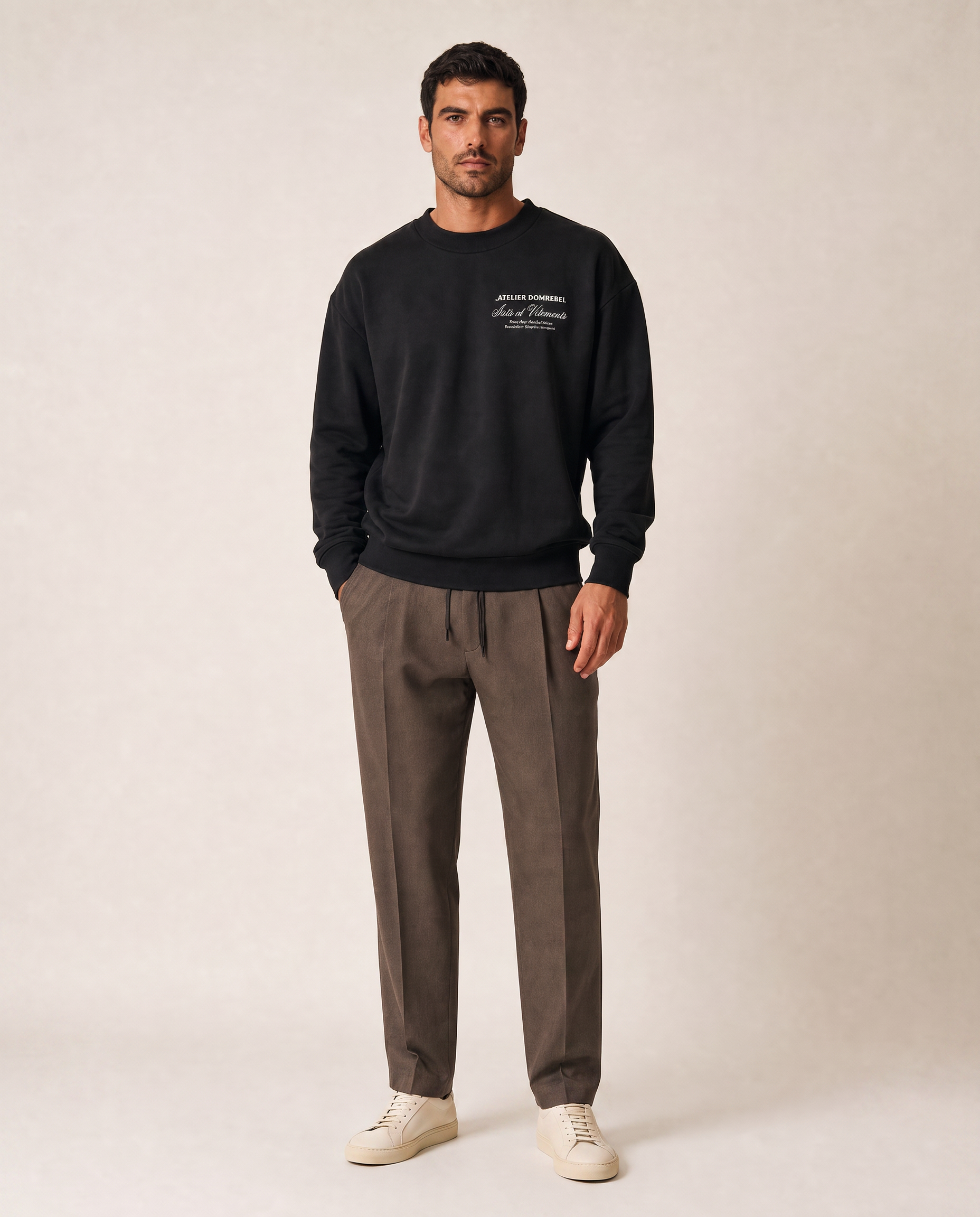 ART VETEMENTS SWEATSHIRT - DOM REBEL – BLACK - Full Front Model