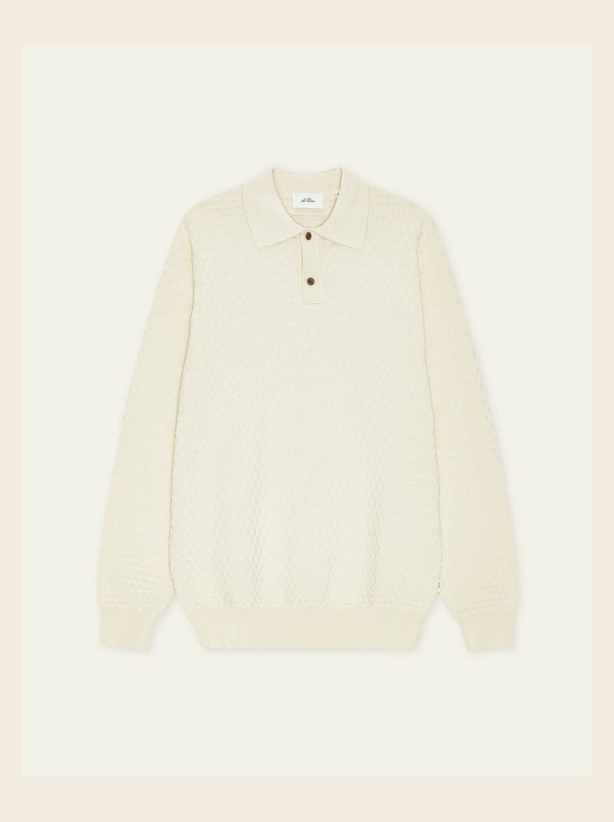 CHECK STRUCTURE KNITTED LS POLO - LES DEUX – LIGHT IVORY - Ghost Front
