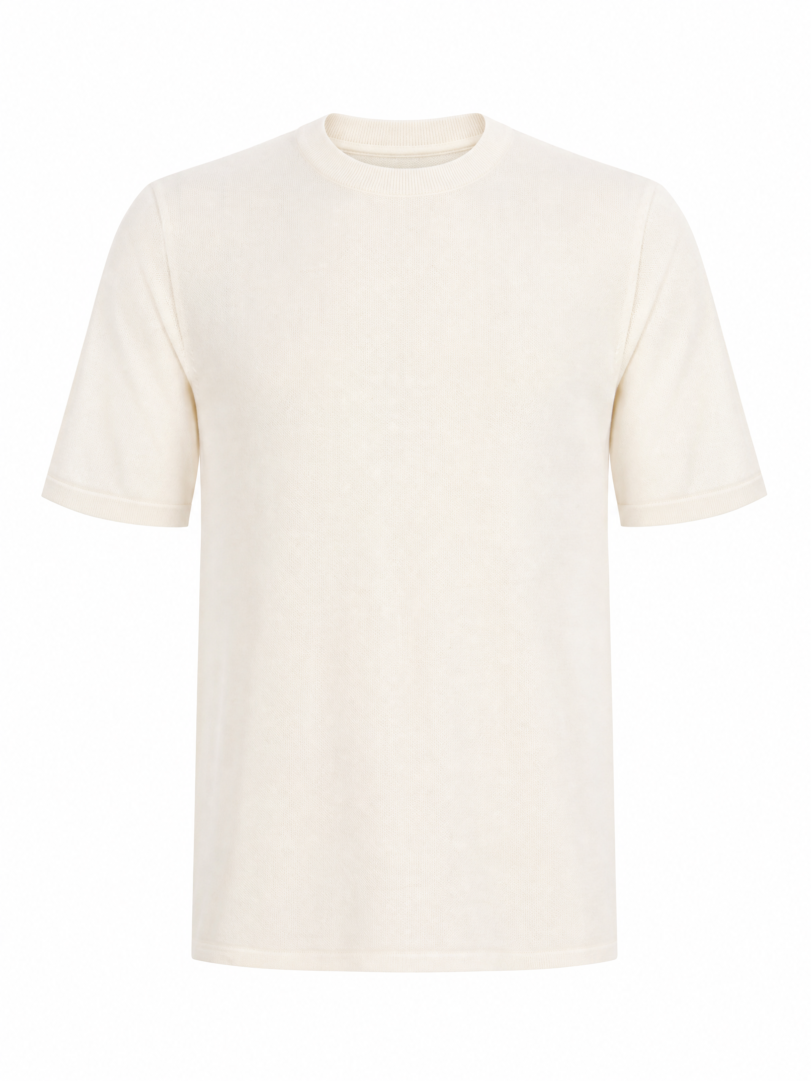 SAND Knit Crewneck T-Shirt – IVORY - Ghost Mannequin Front