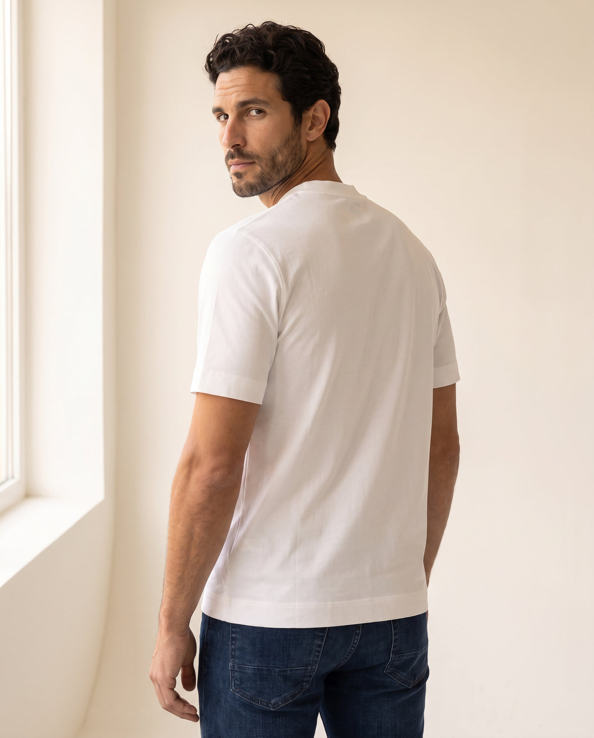 Circolo 1901 Cashmere-Touch Short-Sleeve T-Shirt – OPTIC WHITE - Mid-Body Back
