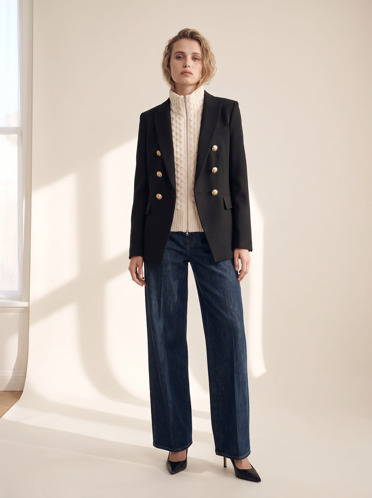 Upstate Wool Dickey — Ivory – IVORY - Full Styled Front