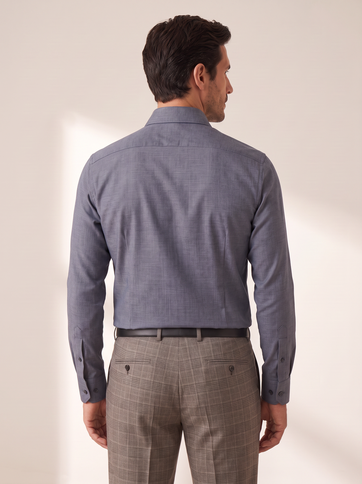 GORDON SC VIRGIN WOOL SHIRT – BLUE GREY MELANGE - Hero Back