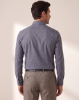 GORDON SC VIRGIN WOOL SHIRT – BLUE GREY MELANGE - Hero Back