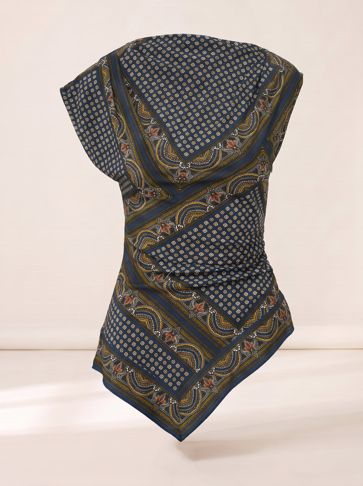 Yvonne Asymmetric Scarf Top — Heritage Navy Multi – HERITAGE NAVY MULTI - Ghost Front