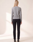 Frankie Pullover with Pearl Pin — Medium Heather Grey – MEDIUM HEATHER GREY - Full Back Model