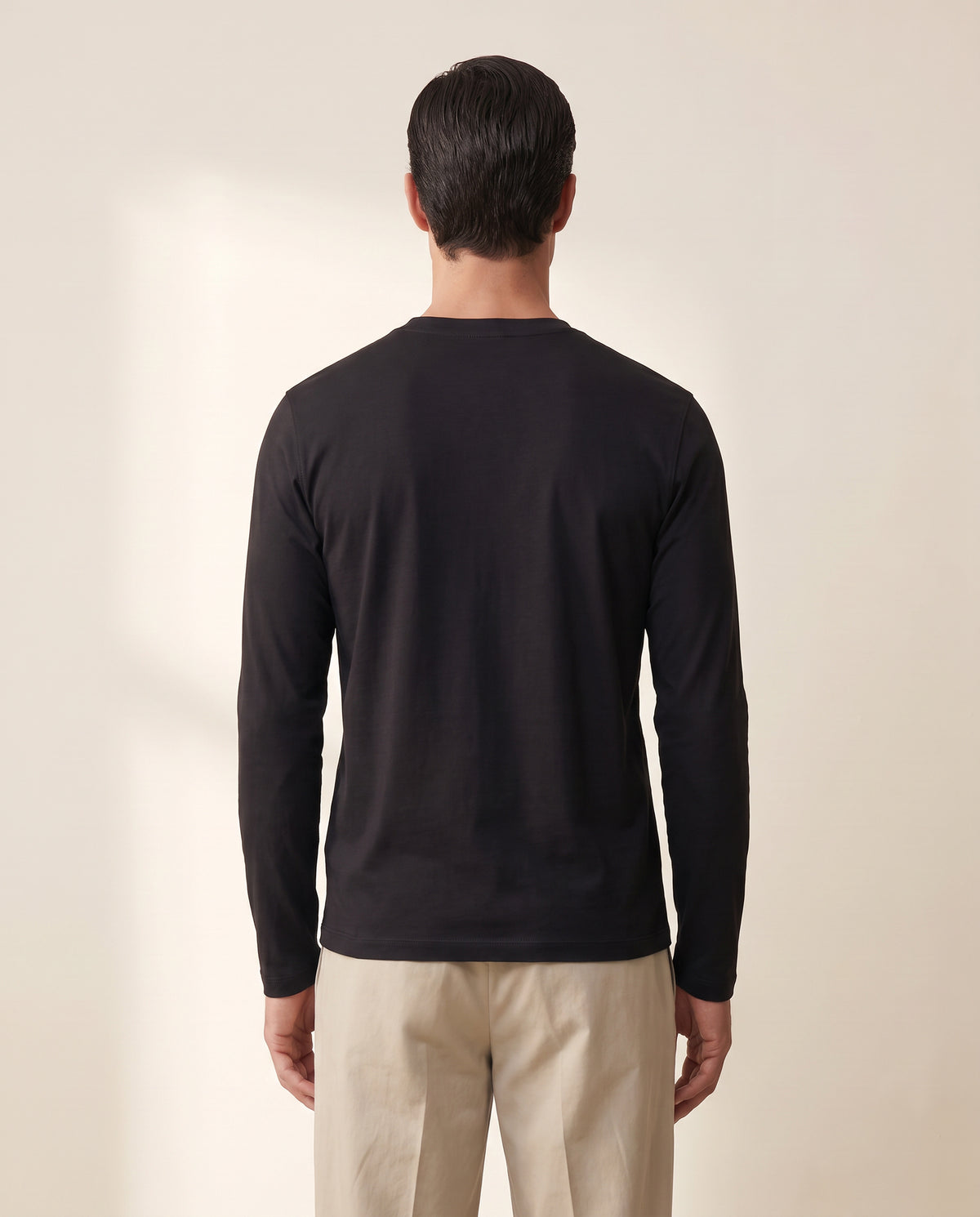 Circolo 1901 Cashmere-Touch Long-Sleeve Crewneck – BLACK - Mid-Body Back