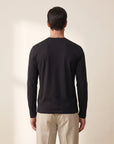 Circolo 1901 Cashmere-Touch Long-Sleeve Crewneck – BLACK - Mid-Body Back