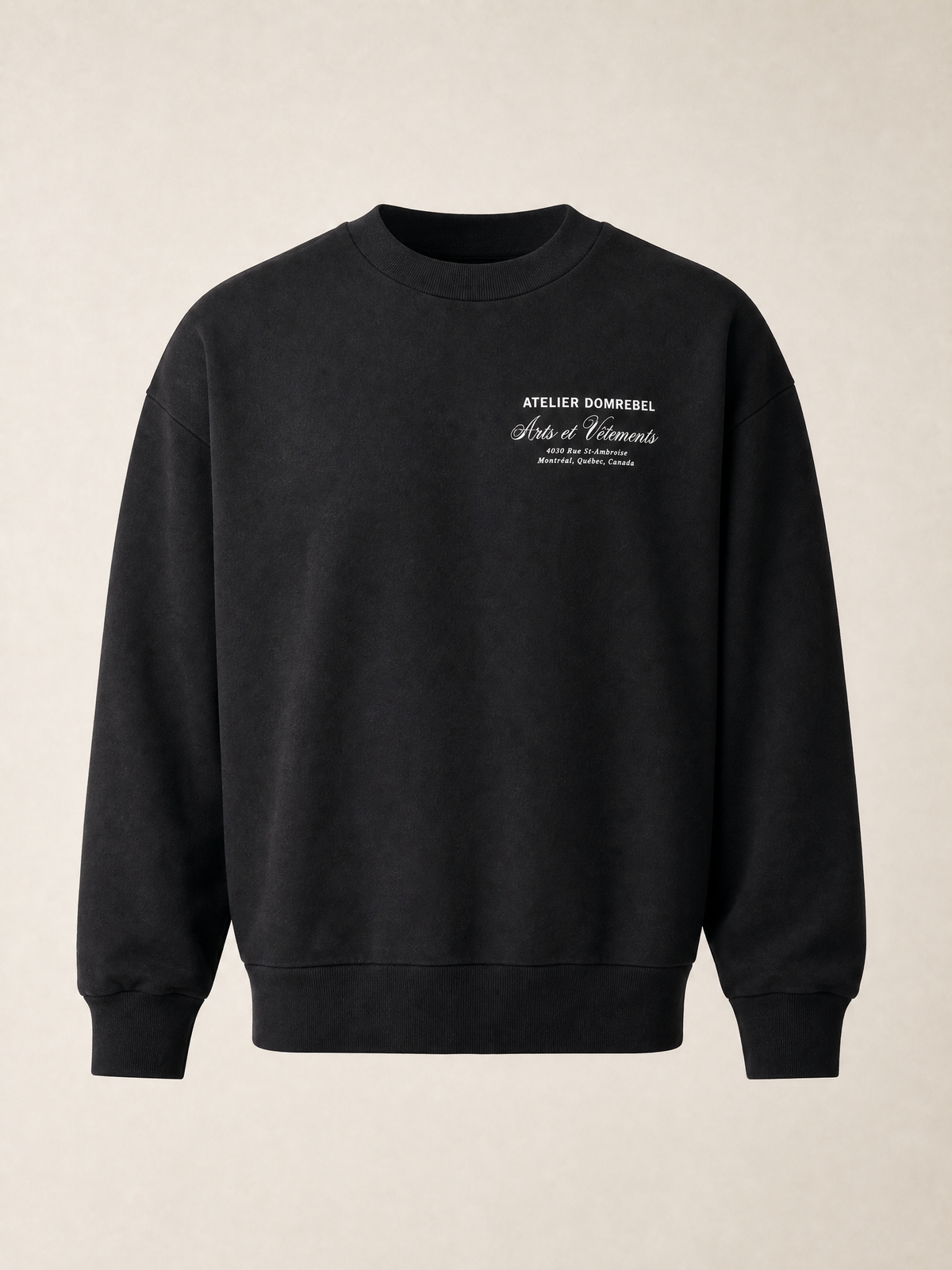 ART VETEMENTS SWEATSHIRT - DOM REBEL – BLACK - Ghost Mannequin Front