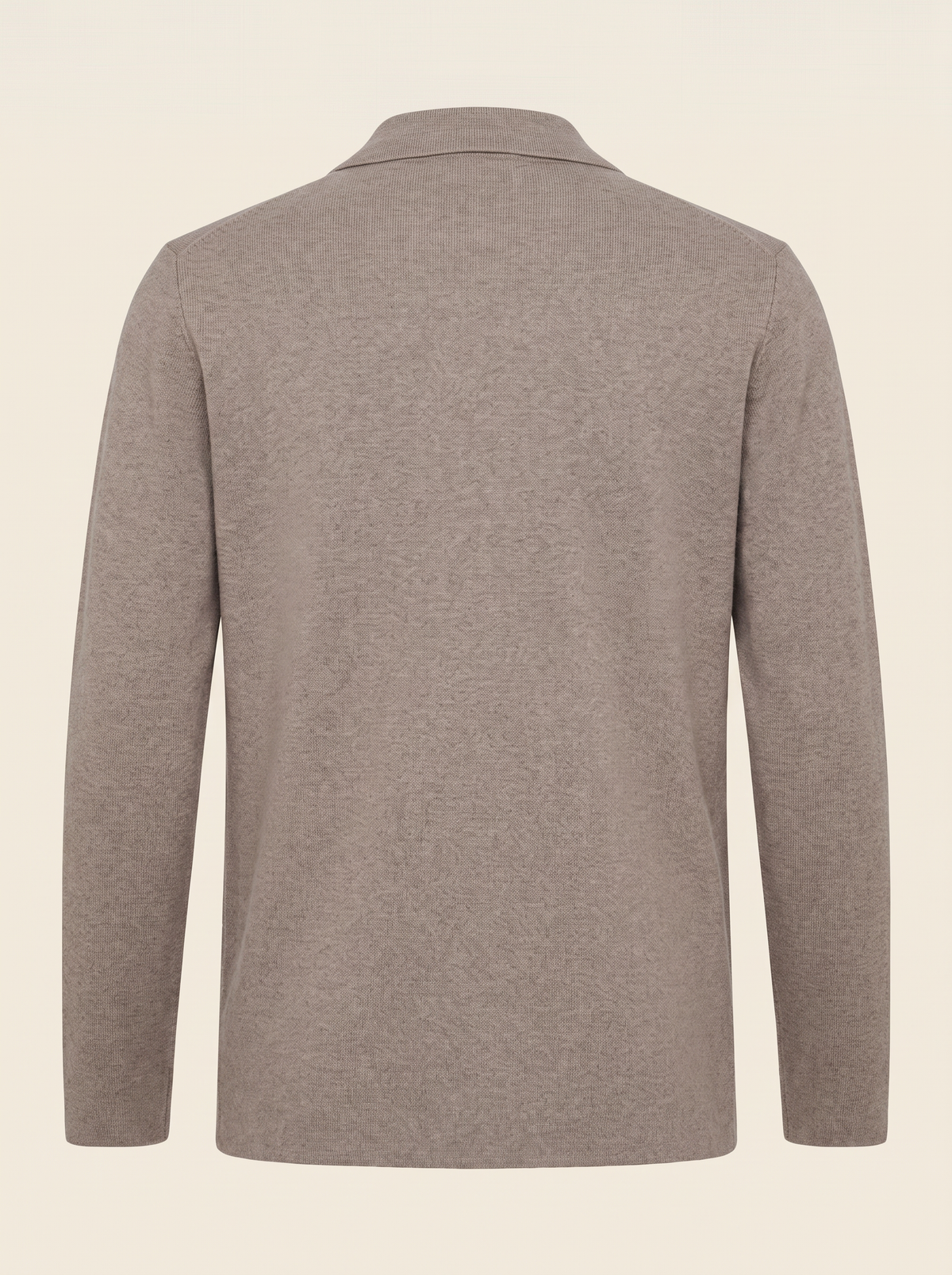 FERRANTE MERINO WOOL DOUBLE-BREASTED KNIT JACKET – WARM BEIGE TAUPE - Ghost Mannequin Back