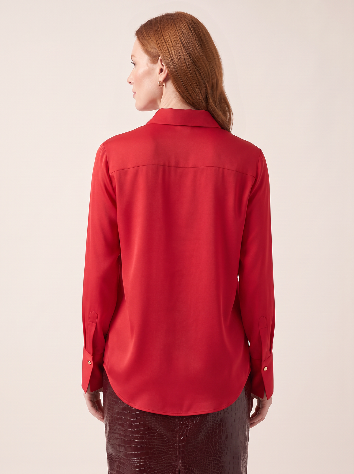 Silk Relaxed Shirt – CHERRY - Hero Back