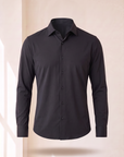 TECHNICAL TAILOR FIT SHIRT - ARCHIVIUM – BLACK - Ghost Mannequin Front