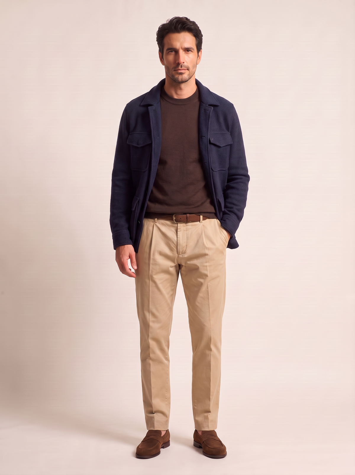 RAINWOOL CREWNECK – CHOCOLATE - Full Front Model
