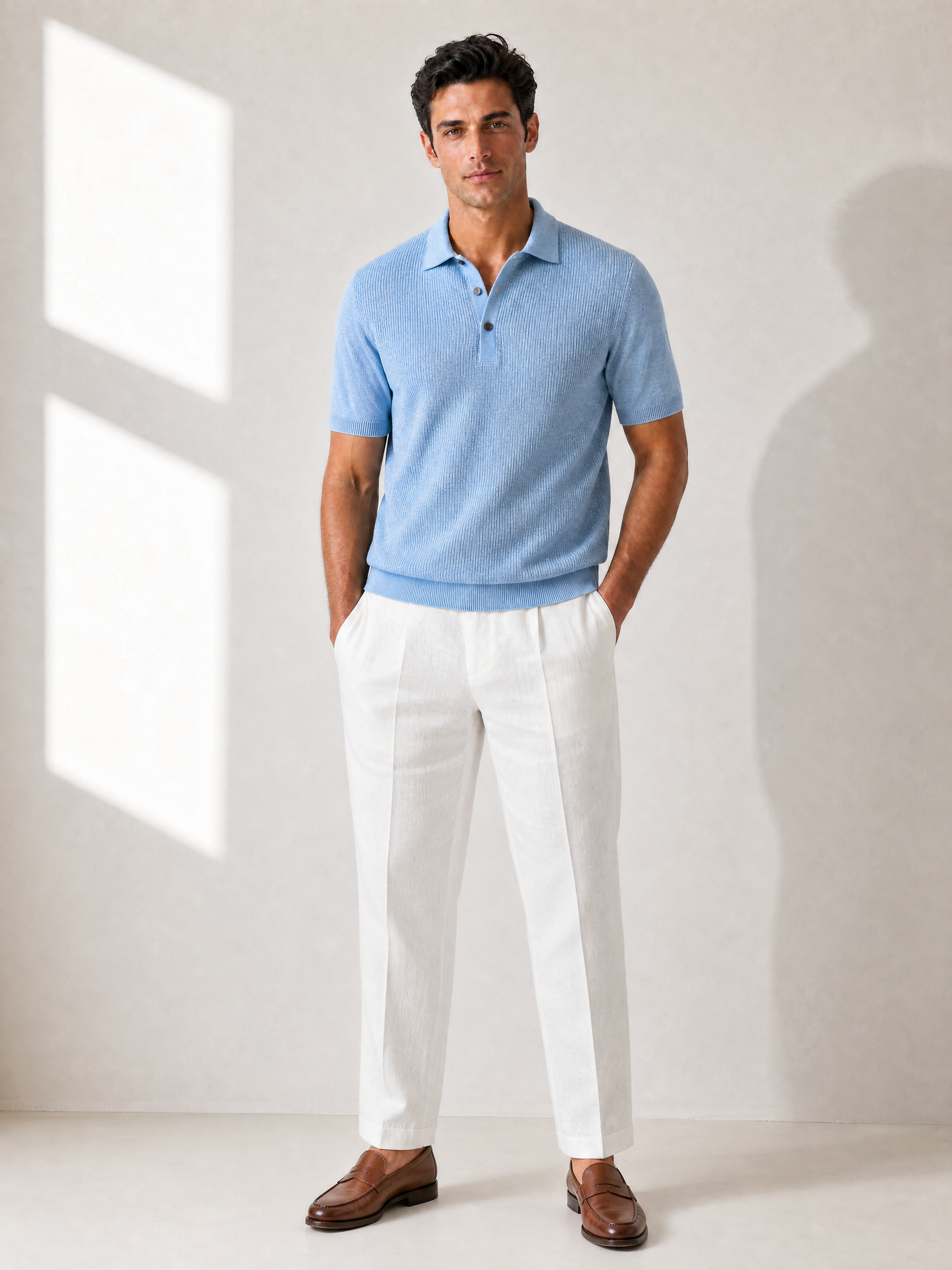 SAND Knit Johnny Collar – SKY - Hero Front