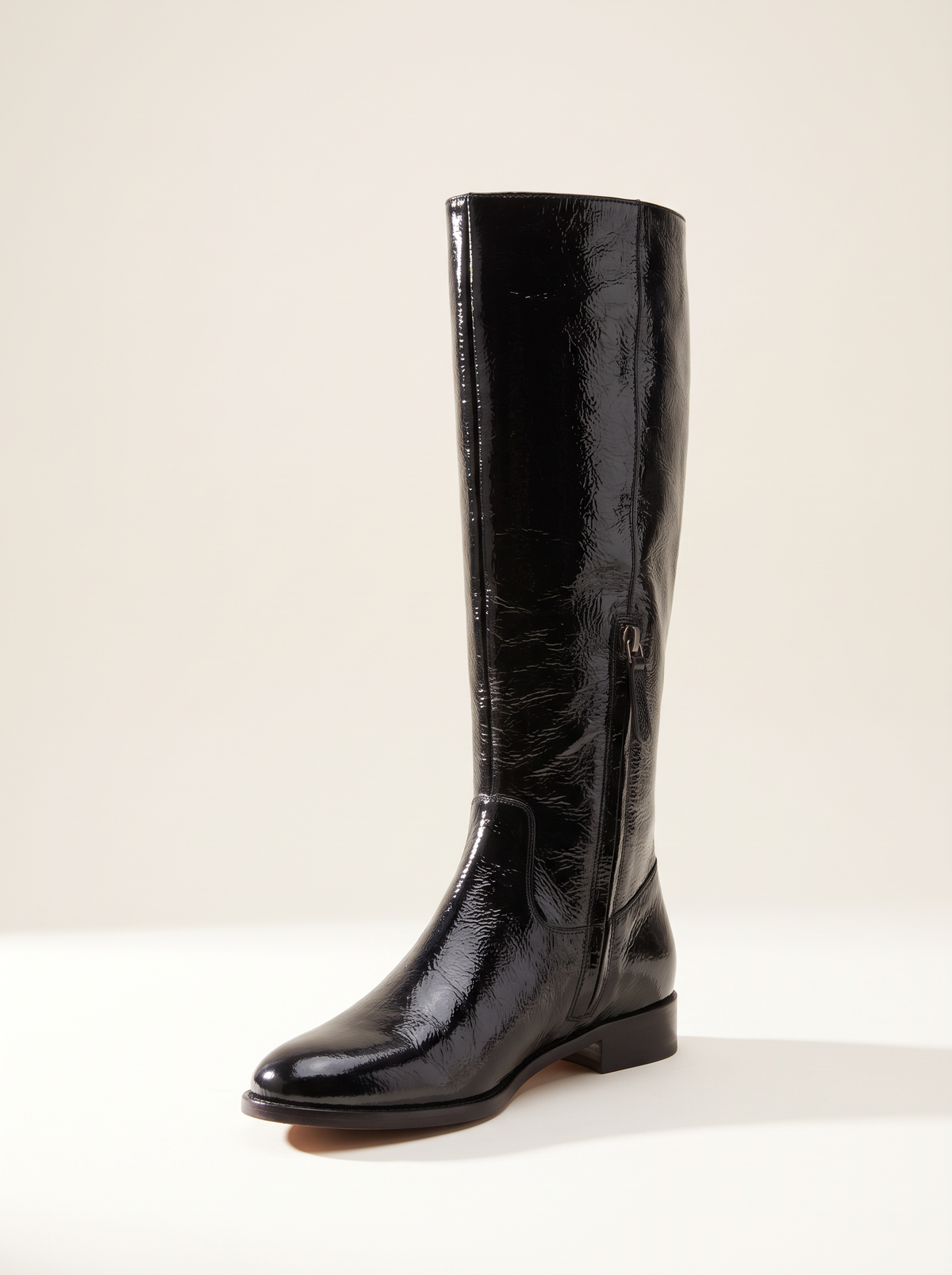 L’AGENCE Cortland Boot – BLACK CRINKLE PATENT - Three-Quarter Product Hero