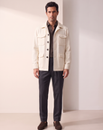 GORDON SC VIRGIN WOOL SHIRT – DARK BROWN MELANGE - Full Body Front