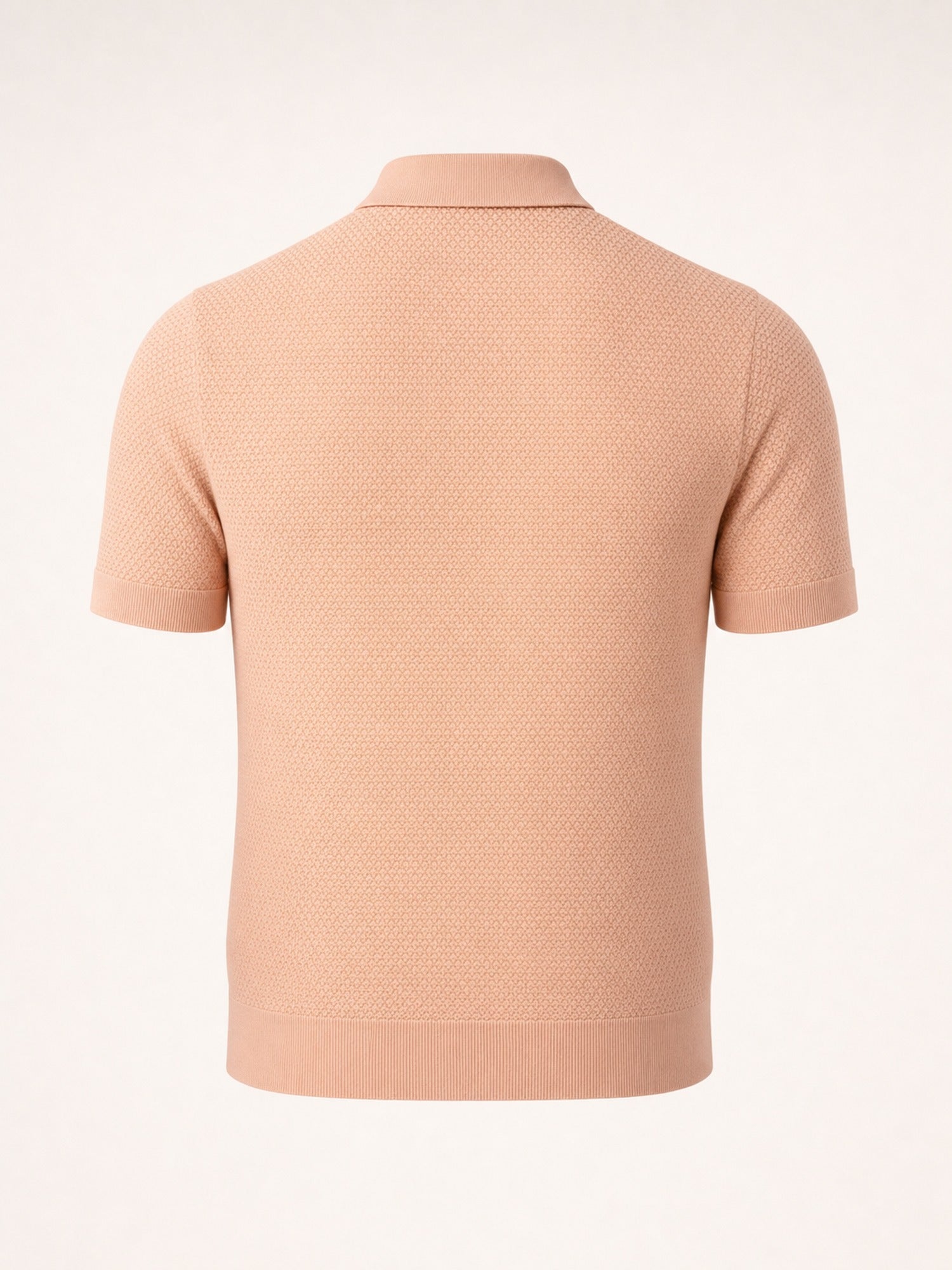 Gran Sasso Egyptian Cotton Popcorn Knit Polo – Salmon - Ghost Back