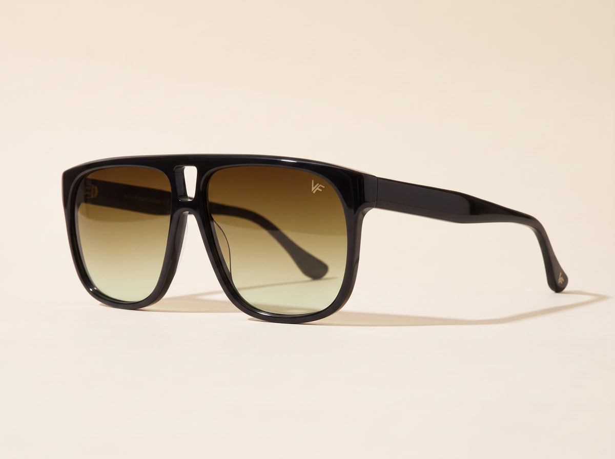 Vintage Frames Riviera Black Acetate – Espresso Gradient – BLACK / ESPRESSO GRADIENT - Three-quarter
