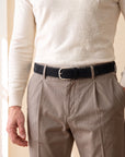 Paolo Vitale Calf Leather Belt — Black – BLACK - Styled Waist Front