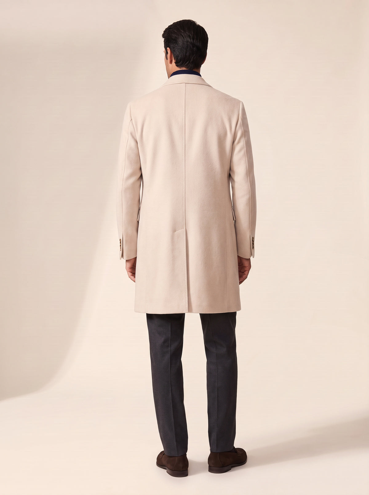 Sultan Double-Breasted Coat – SAND – CREAM - Full Body Back