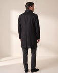 Sultan C Stand-Collar Coat – SAND – BLACK - Full Back Model