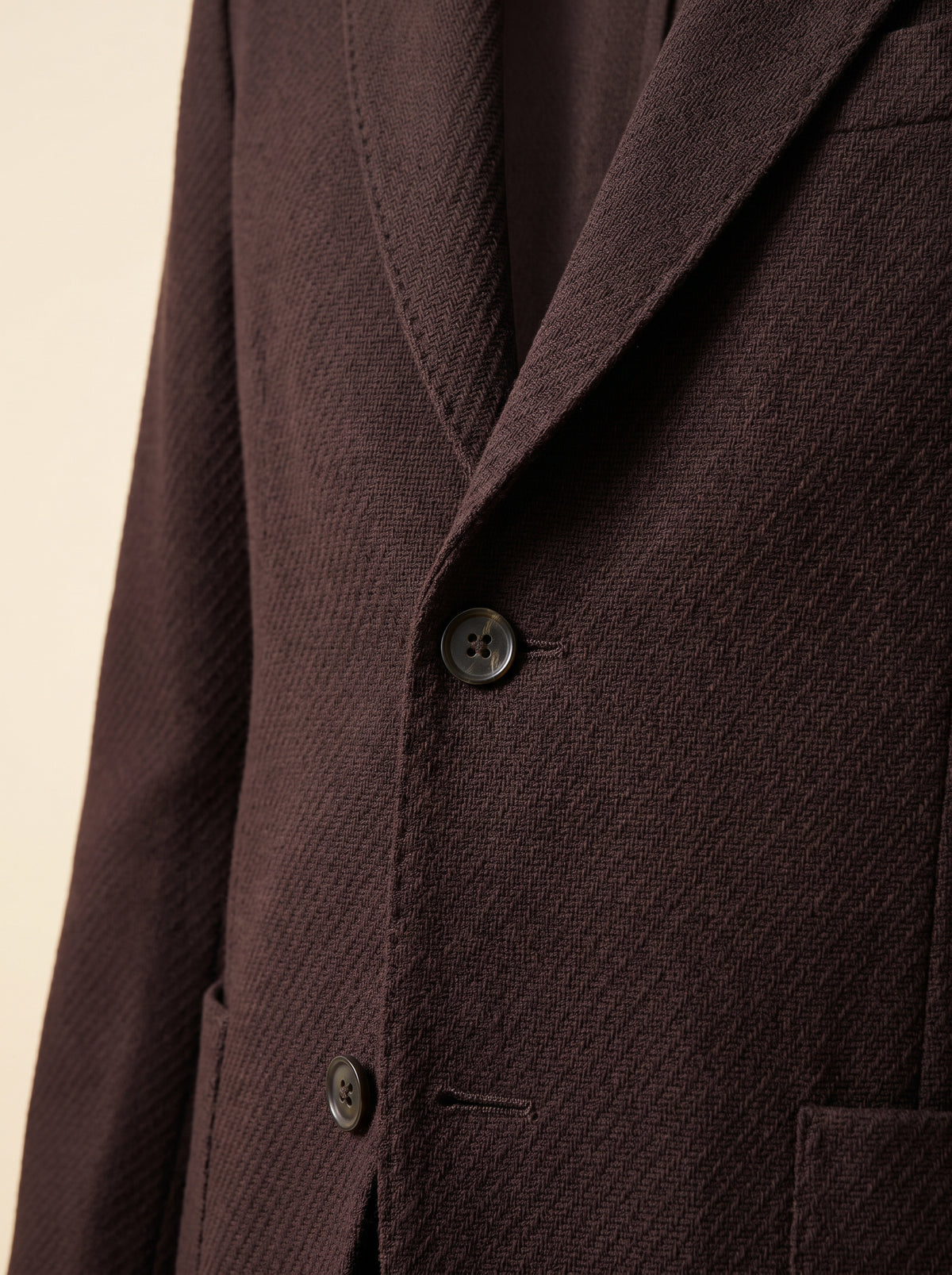 FRADI SLD Single-Breasted Jacket – BROWN - Lapel Button Detail