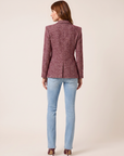 Karima Tweed Blazer – MERLOT RED/ECRU TWEED - Full Back Model