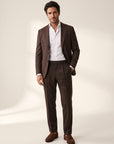 Gordon Textured Shirt – SAND – WHITE - Full Body Front