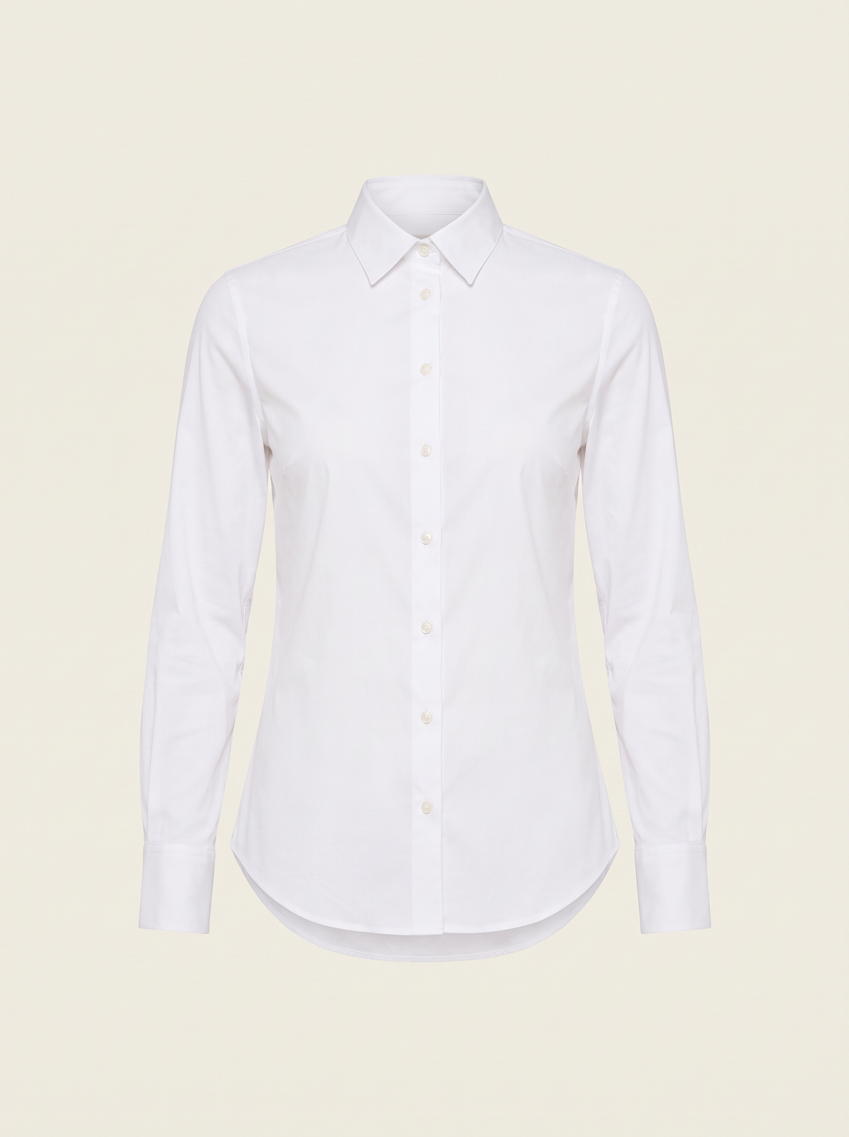 Cotton Stretch Classic Shirt – WHITE - Ghost Mannequin Front