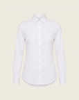 Cotton Stretch Classic Shirt – WHITE - Ghost Mannequin Front