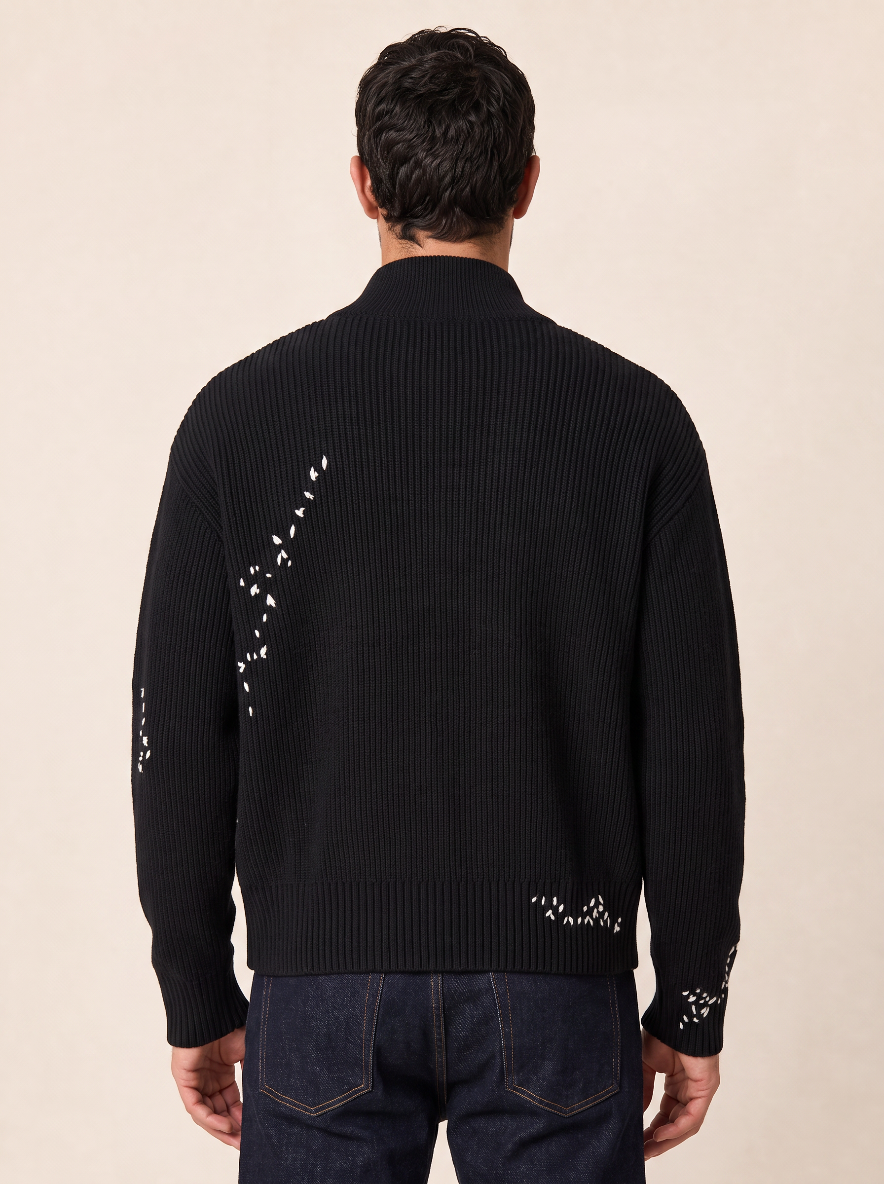 DADDY KNIT ZIP CARDIGAN - DOM REBEL – BLACK - Hero Back