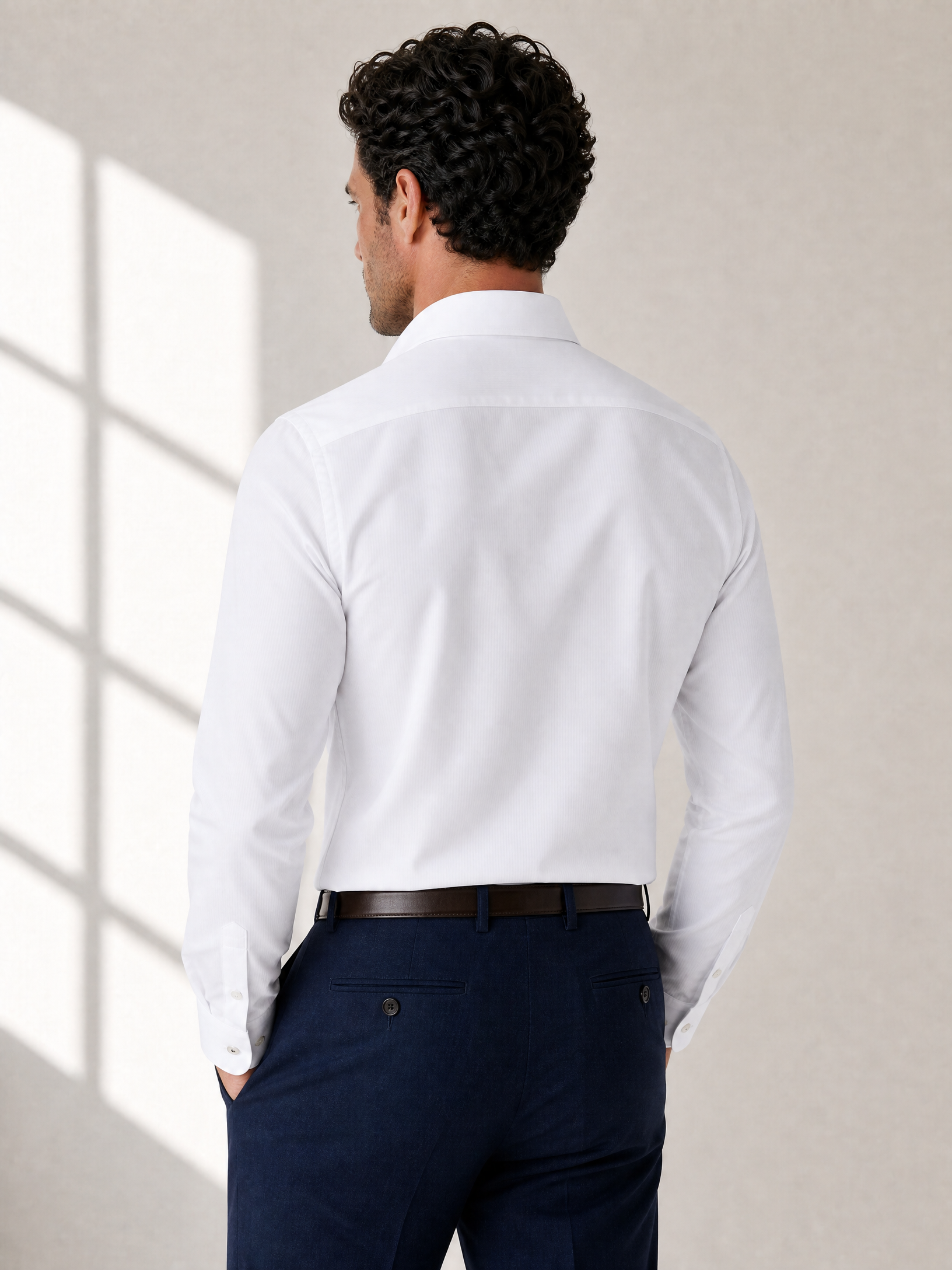 SAND Luxury Italian Dress Shirt – WHITE - Hero Back