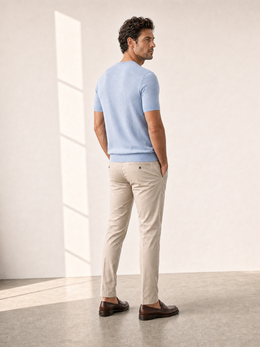 Ferrante Linen T-Shirt – Blue - Back Angle