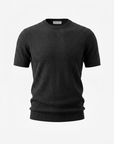 Gran Sasso Cotton Linen Brick T-Shirt – BLACK - Ghost Mannequin Front