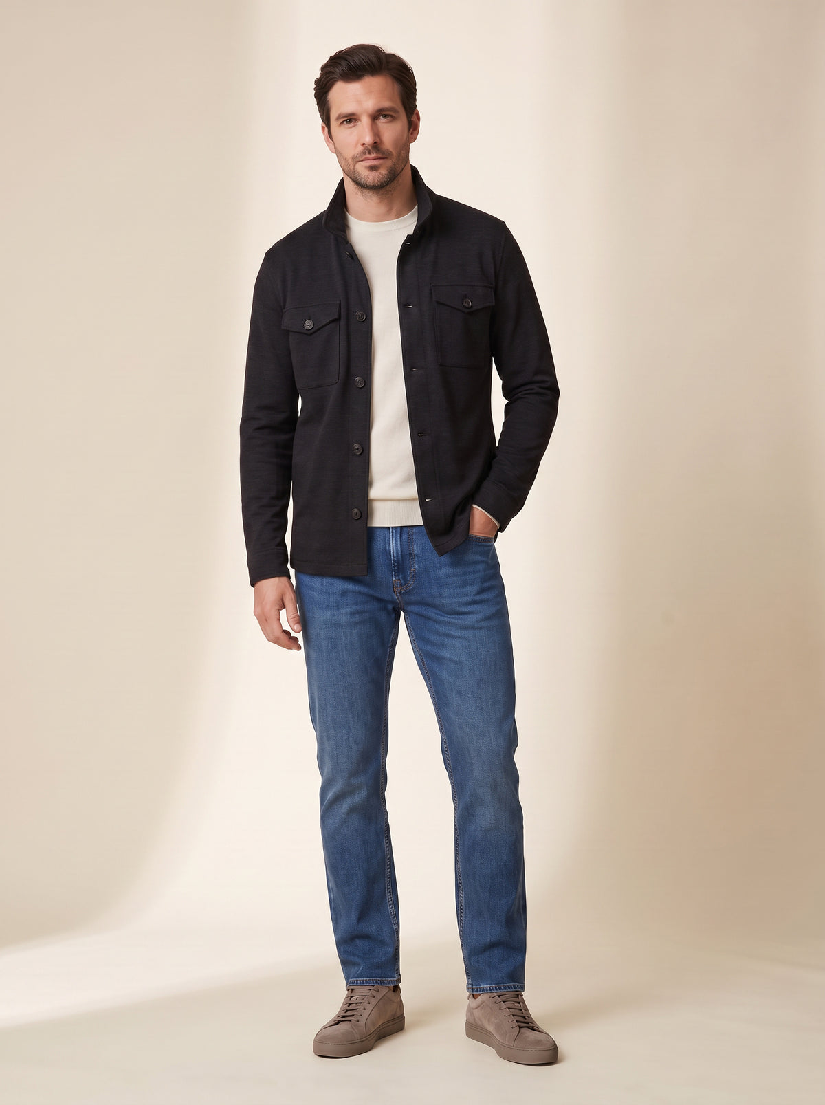 FRADI SLJ Overshirt – BLACK - Full Body Front