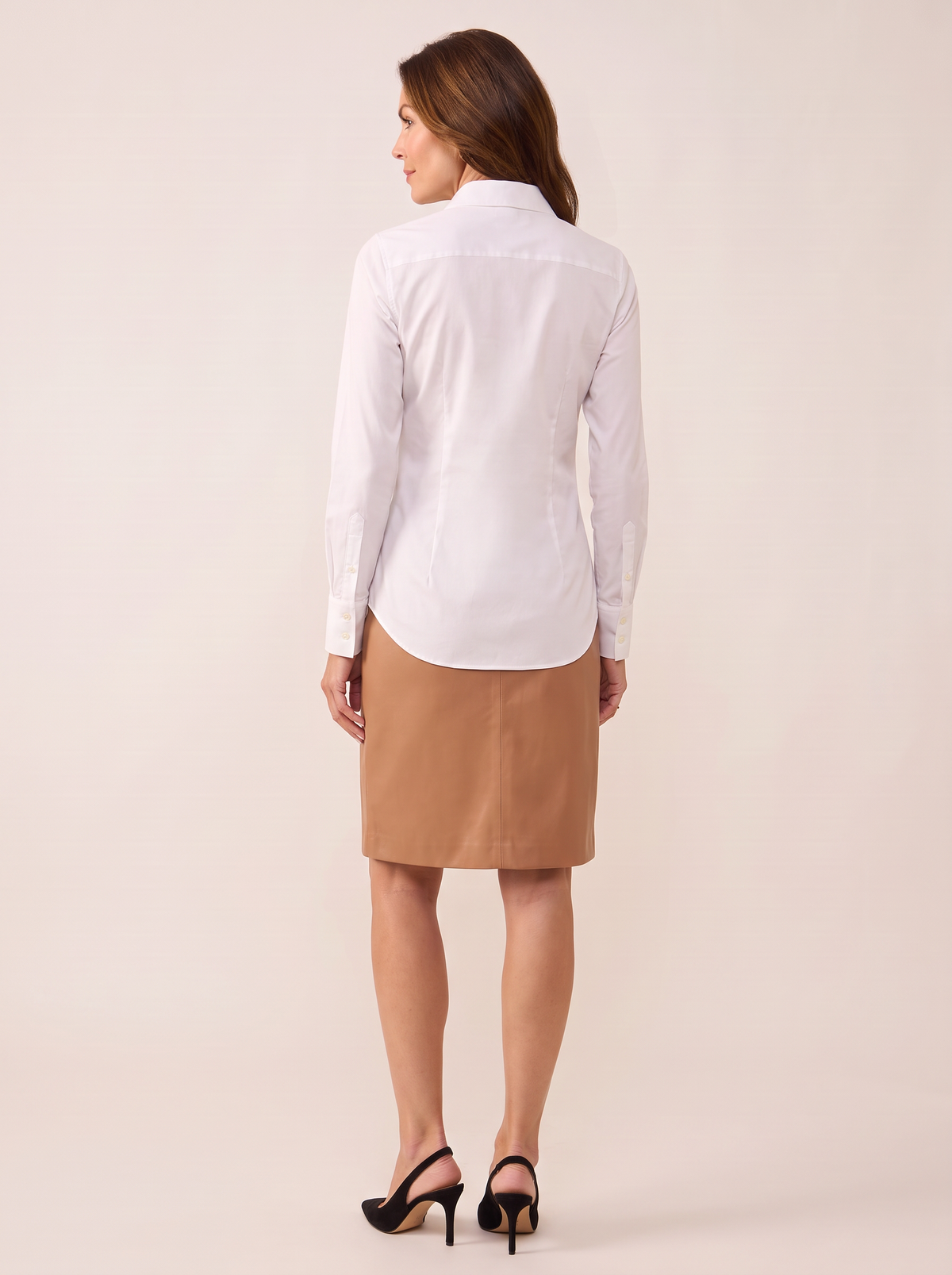 Cotton Stretch Classic Shirt – WHITE - Full Back Model